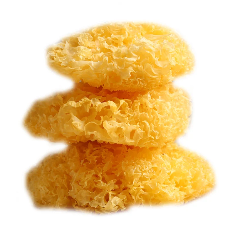 Dried Tremella mushrooms with finely folded fronds